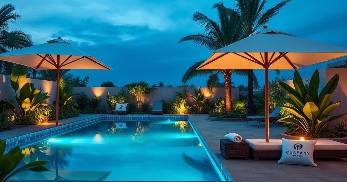 Poolside Branding Feature Design - DyeLot Interiors